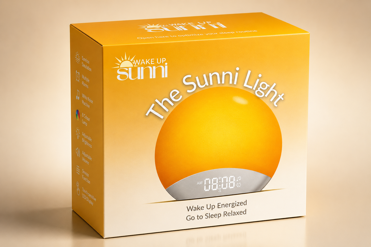 The Sunni Light packaging and product presentation